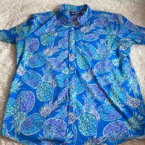 Chubbies Blue Pineapple Print Casual Button Down Shirt